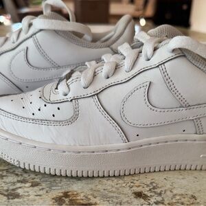 Nike Air Force One Low Triple White Sneakers Boy Shoes 3.5Y Leather